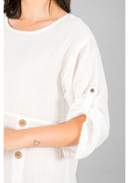 Müslin Kadın Düğme Deteylı Elbise