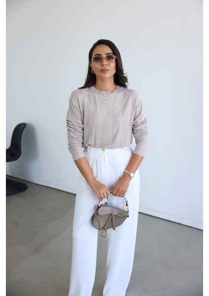 Kendinen Şeritli Uzun Kollu Bluz modelleri