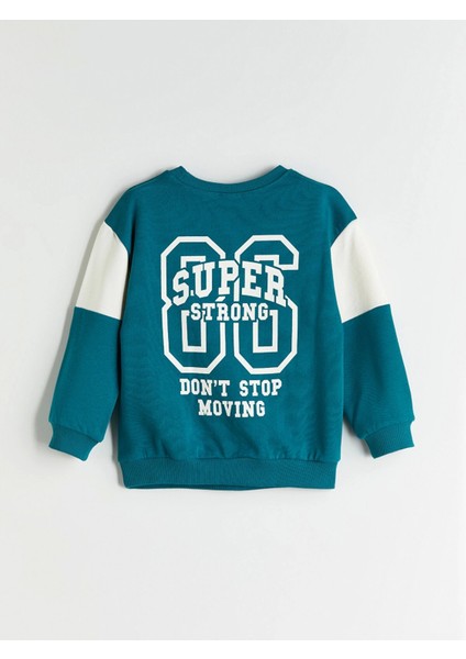 Lcw Kids Yeşil Bisiklet Yaka Baskılı Erkek Çocuk Sweatshirt fırsatları
