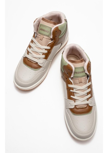 Bağlcıklı Kadın Spor Ayakkabı Bej Vizon Yeşil indirimleri