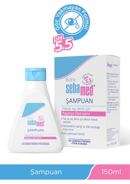 Baby pH 5.5 Göz Yakmayan Formül Nemlendirici Etkili Bebek Şampuanı 150 ml