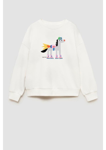 Unisex Çocuk Baskılı 3 Iplik Kumaş Pamuklu Sweatshirt