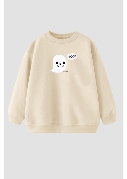 Unisex Çocuk Cadılar Bayramı Temalı Baskılı Pamuklu Sweatshirt