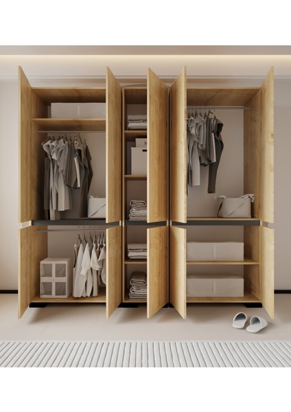 Floransa 10 Kapılı FLR10-A3AR Safir- Antrasit Gardırop -Çok Amaçlı Dolap -Yüklük fırsatları