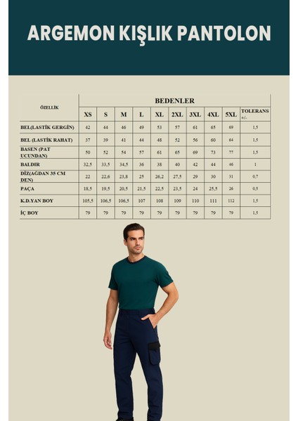 Armegon Kışlık Softshell Su Geçirmez Kargo Cepli Pantolon