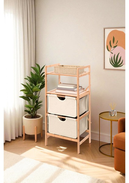 Bambu 2 Raflı 2 Çekmeceli Banyo Düzenleyici Çekmeceli Dolap Komodin DB-0045 fiyatları