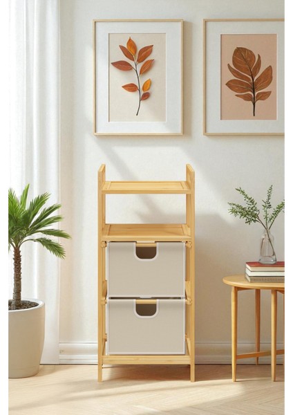 Bambu 2 Raflı 2 Çekmeceli Banyo Düzenleyici Çekmeceli Dolap Komodin DB-0045 fırsatları
