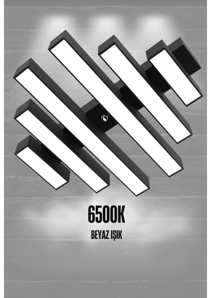 Parrılla ( Siyah Kasa, Beyaz Işık ) Ledli Modern Plafonyer LED Avize, Salon, Mutfak, Oturma Odası