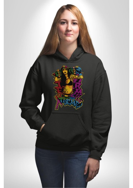 Kayakcı Kız Erkek Kadın Siyah Dijital Baskılı Kapüşonlu Sweatshirt Hoodie modelleri