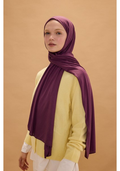 Camellia Scarfs Bambu Penye Şal - Mor
