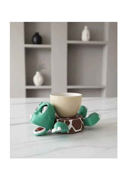 Sevimli Kaplumbağa Bardak Altlığı – Hareketli ve Eğlenceli Kupa Altlığı (Kahverengi-Beyaz Çizgili) fırsatları