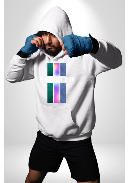 Ne Gerekiyorsa Onu Yap Renk Kartelası Erkek Kadın Beyaz Dijital Baskılı Kapüşonlu Sweatshirt Hoodie