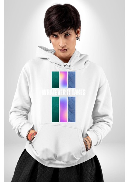 Ne Gerekiyorsa Onu Yap Renk Kartelası Erkek Kadın Beyaz Dijital Baskılı Kapüşonlu Sweatshirt Hoodie fiyatları