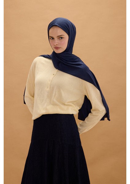 Camellia Scarfs Bambu Penye Şal - Lacivert