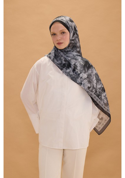 Floransa Ipek Krep Şal - Siyah