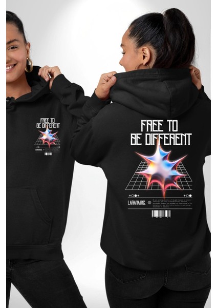 Farklı Olmak Zorundayım Erkek Kadın Siyah Ön Sırt Baskılı Kapüşonlu Sweatshirt Hoodie