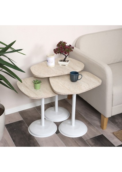 Silvavera Zigon Sehpa Mdf Tabla Alt Mekanizma Demir Beyaz Renk