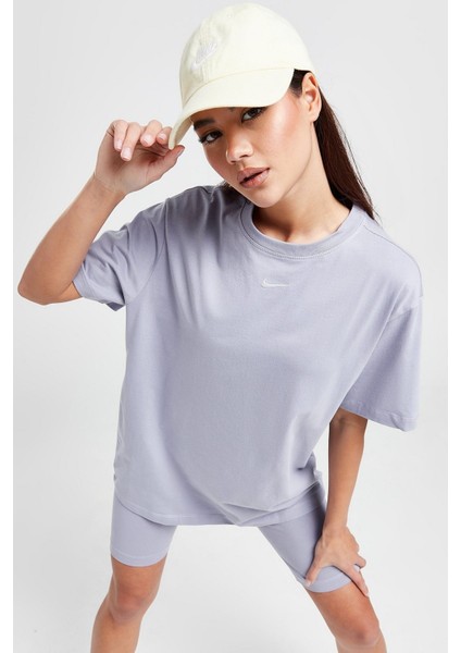 Sportswear Loose Fit T-Shirt Unisex Nakış Swooslu Tişört Mor fırsatları