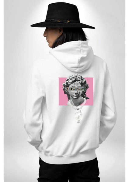 Özgün Ol.rönesans Heykel Erkek Kadın Beyaz Ön Sırt Baskılı Kapüşonlu Sweatshirt Hoodie fiyatları