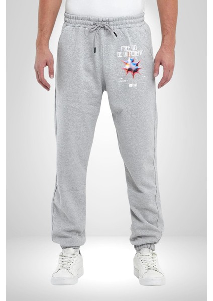 Farklı Olmak Zorundayım Erkek Kadın Gri Lastikli Bel Paca Eşofman Altı modelleri