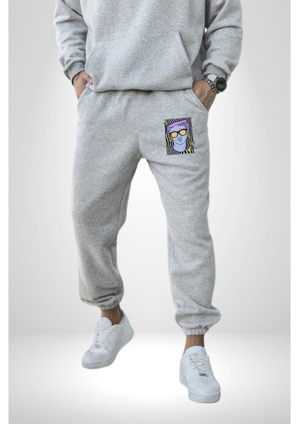 Sadece Piskoloji Erkek Kadın Gri Lastikli Bel Paca Eşofman Altı modelleri