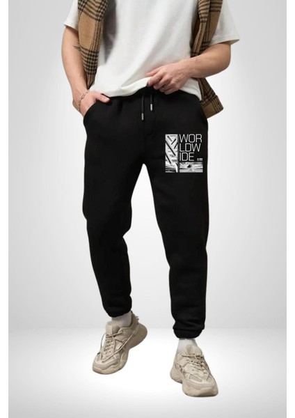 Mimari Fikir Erkek Kadın Siyah Lastikli Bel Paca Eşofman Altı modelleri