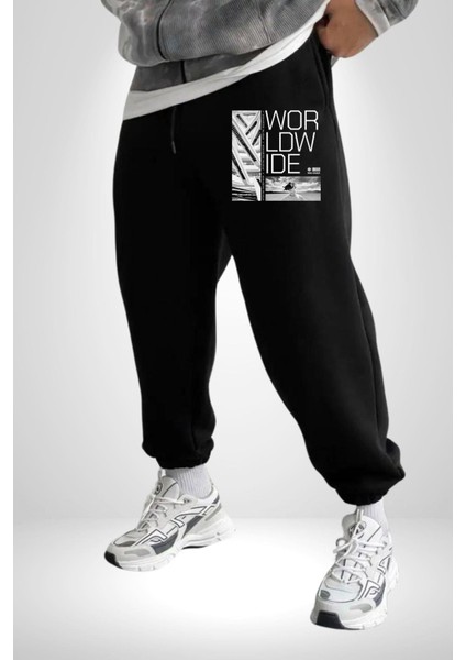 Mimari Fikir Erkek Kadın Siyah Lastikli Bel Paca Eşofman Altı indirimleri