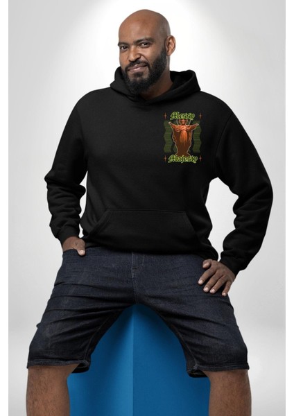 Dağınık Majestileri Hıristiyan Sokak Stili Erkek Kadın Siyah Ön Sırt Baskılı Kapüşonlu Sweatshirt Hoodie indirimleri