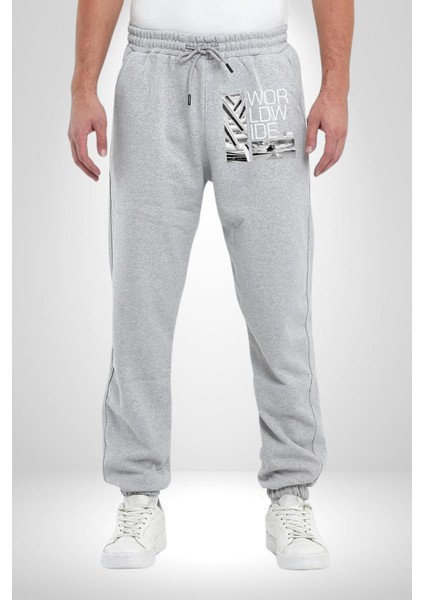 Mimari Fikir Erkek Kadın Gri Lastikli Bel Paca Eşofman Altı