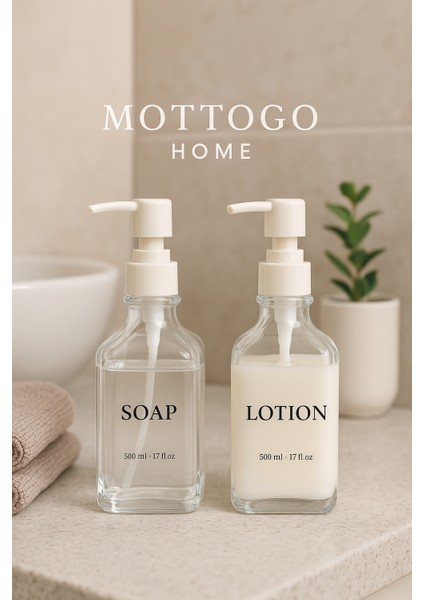 2'li Cam Sabunluk Seti (Dishes-Hands-Soap-Lotion Etiketleriyle ) 500ML fiyatları