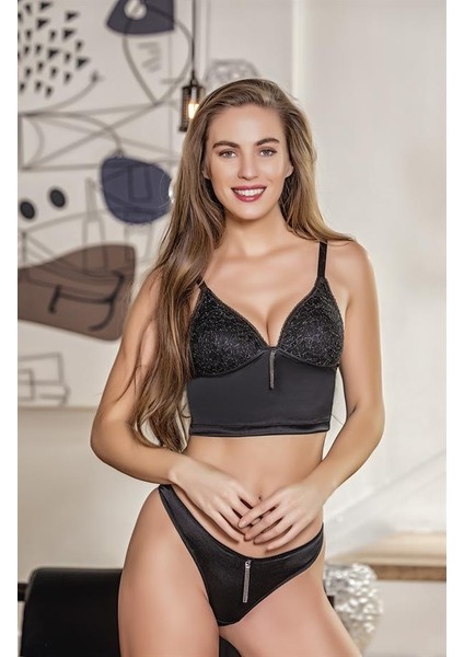Simli Bralet ve String Takım Siyah (BRF31562)
