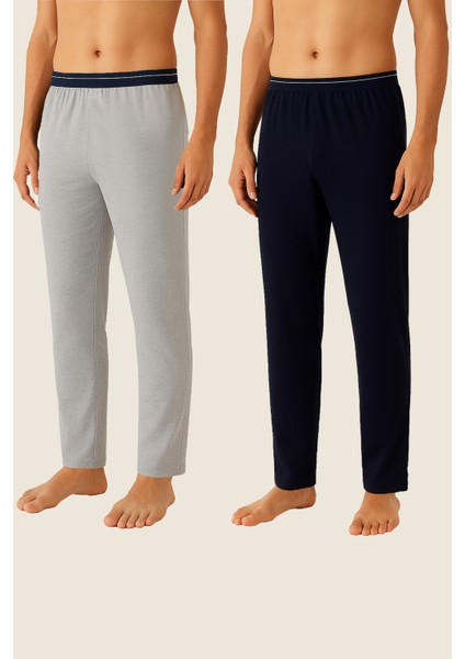 Erkek 2'li Ekonomik Lastikli Pijama Altı