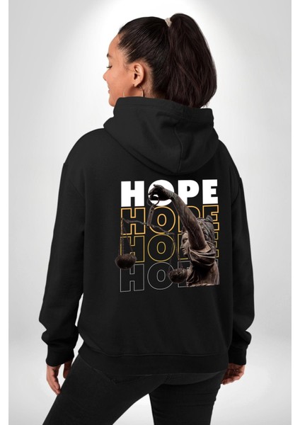 Adelet Terazi Umut Erkek Kadın Siyah Ön Sırt Baskılı Kapüşonlu Sweatshirt Hoodie modelleri