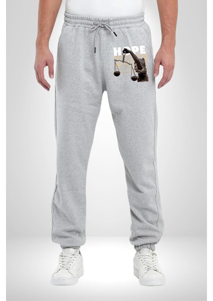 Adelet Terazi Umut Erkek Kadın Gri Lastikli Bel Paca Eşofman Altı