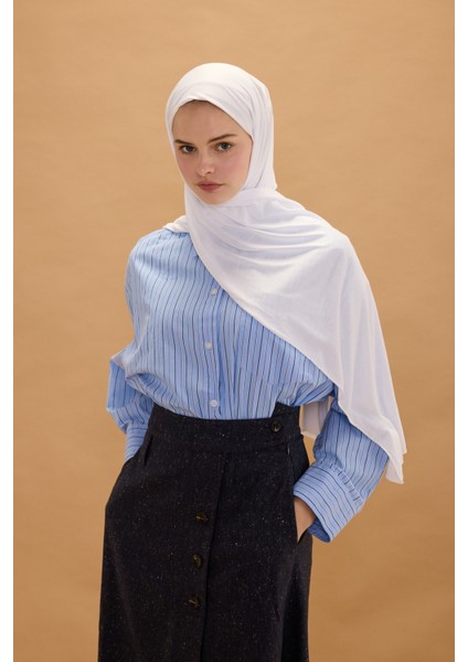 Camellia Scarfs Bambu Penye Şal - Beyaz