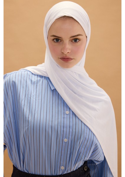 Camellia Scarfs Bambu Penye Şal - Beyaz fırsatları