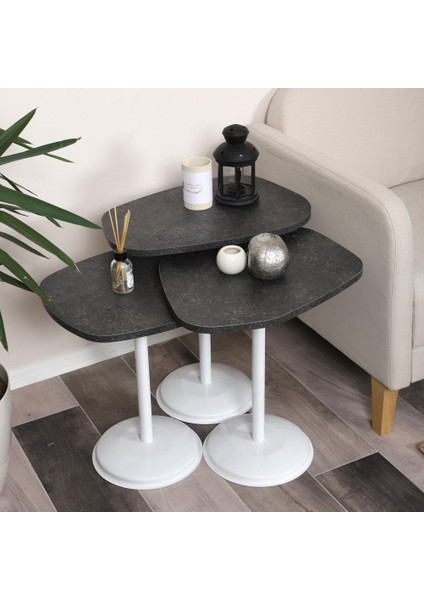 Silvavera Zigon Sehpa Mdf Tabla Alt Mekanizma Demir Beyaz Renk