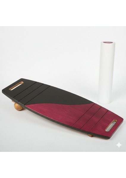 Siyah/kırmızı Denge Tahtası Balance Roller Board Çift Fonksiyonlu Sörf Eğitim Tahtası Kaykay Eğitim Tahtası