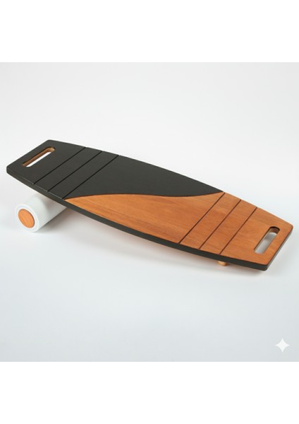 Siyah/kahve Denge Tahtası Balance Roller Board Çift Fonksiyonlu Sörf Eğitim Tahtası Kaykay Eğitim Tahtası 73 x 31 cm fırsatları