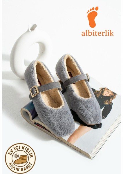 Çeyiz Bohça Pofuduk Kadın Ev Içi Babet Kışlık Kemerli Peluş Yünlü Ev Içi Dış Mekan Babet