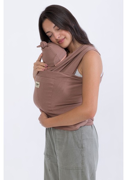 Cepli Bebek Taşıma Şalı Yumuşak Nefes Alabilen Makinede Yıkanabilir Kahverengi 10-12 Ay