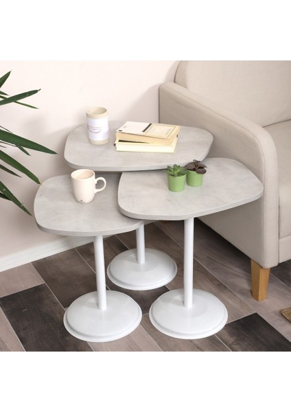 Silvavera Zigon Sehpa Mdf Tabla Alt Mekanizma Demir Beyaz Renk