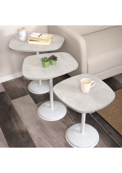 Silvavera Zigon Sehpa Mdf Tabla Alt Mekanizma Demir Beyaz Renk fiyatları