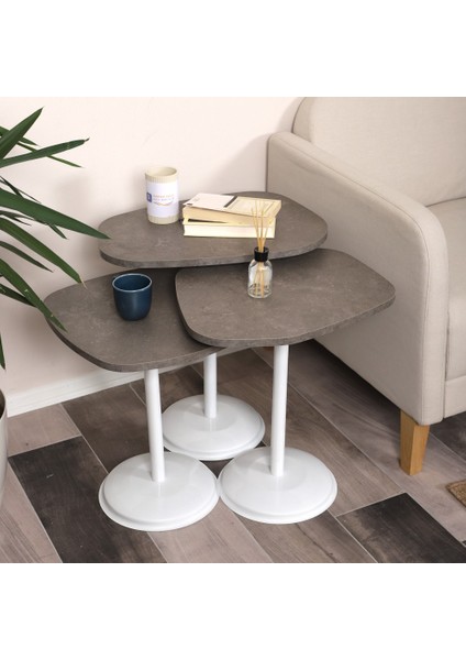 Silvavera Zigon Sehpa Mdf Tabla Alt Mekanizma Demir Beyaz Renk