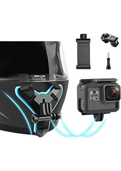 Kasklara Uyumlu Gopro Telefon ve Aksiyon Kamera Tutucu Kask Çene Telefon Kamera Tutacağı