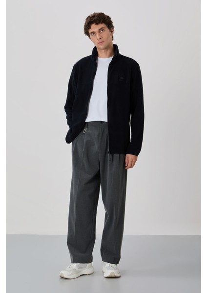 Standart Kalıp Dik Yaka 2li Paket Siyah-Gri Melanj Erkek Polar Sweatshirt - 87992 modelleri