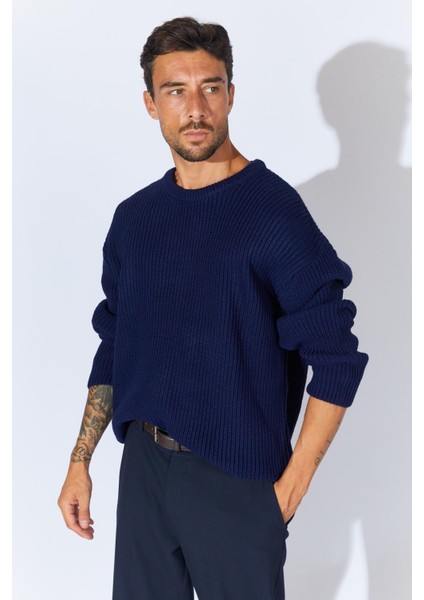 Erkek Lacivert (TRZ050) Bisiklet Yaka Örgülü Triko Kazak fiyatları