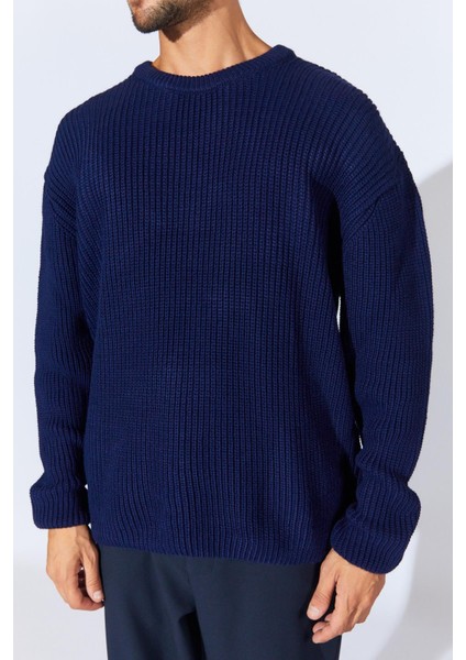 Erkek Lacivert (TRZ050) Bisiklet Yaka Örgülü Triko Kazak indirimleri