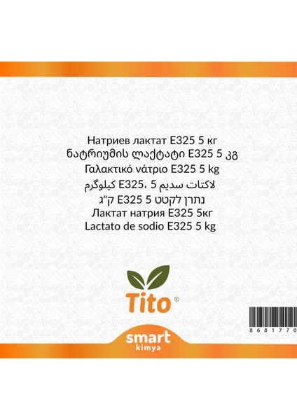 Sodyum Laktat E325 5 kg fiyatları