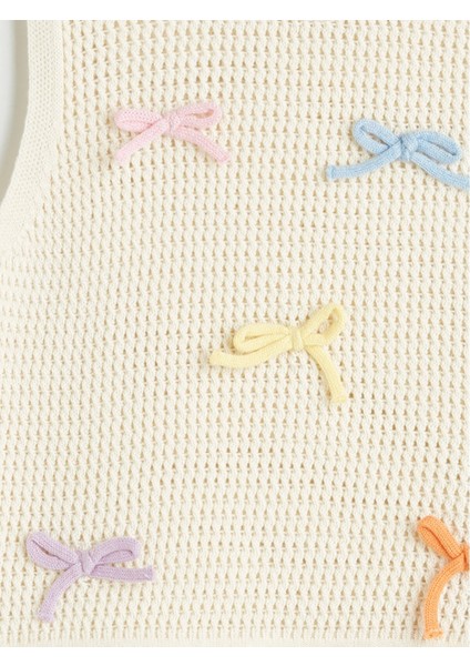 Lcw Kids Ekru Kurdele Detaylı Kız Çocuk Triko Süveter modelleri